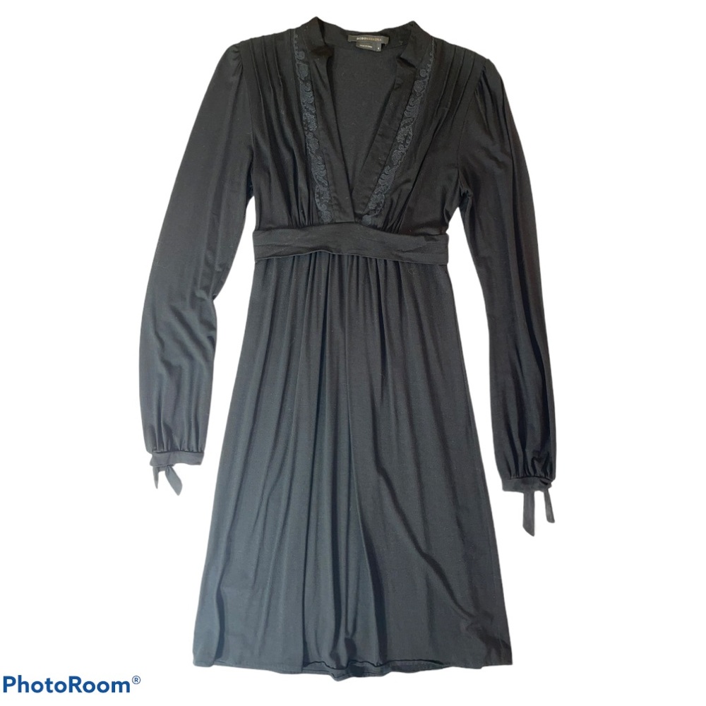 BCBGMaxazria Black Long Sleeve V-neck Tunic Dress